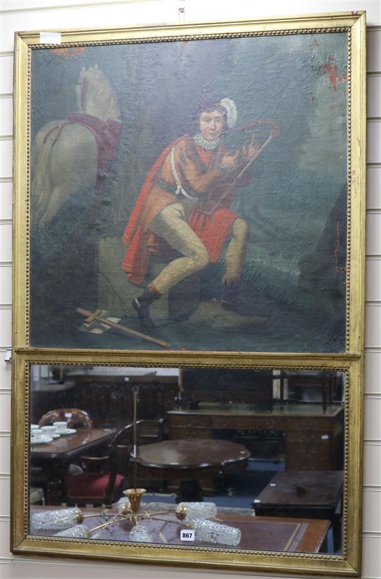A French Troumeau painted mirror W.80cm